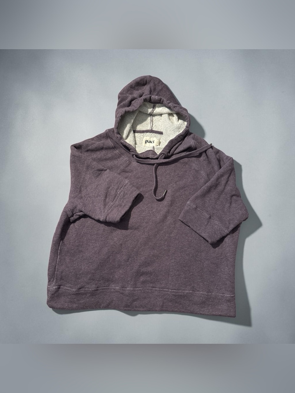 Pact Washed Plum Short-Sleeve Hooded Sweatshirt XL